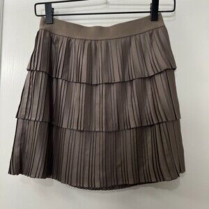 BCBG Maxazria Women's Zana Tiered Spanish Moss Taupe Mini Pull On Skirt Size XXS